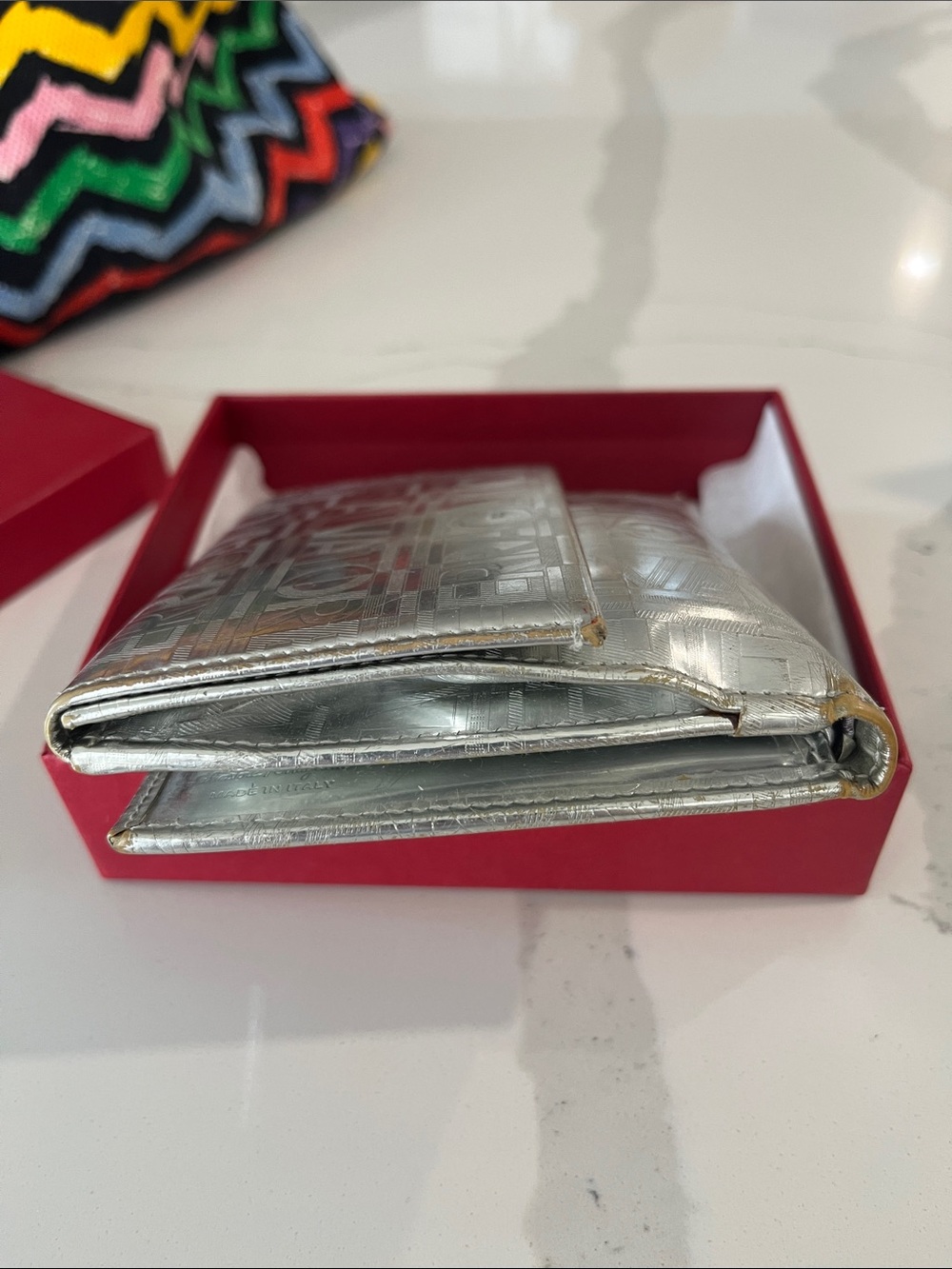 Salvatore Ferragamo Metallic Silver Embossed Wallet - Picture 4 of 7